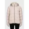 Pink down jacket with a hood
