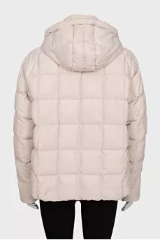 Pink down jacket with a hood