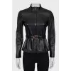 Black leather jacket with belt