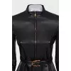 Black leather jacket with belt