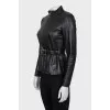 Black leather jacket with belt