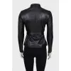 Black leather jacket with belt