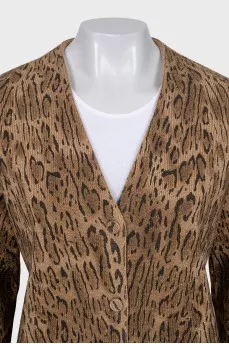 Animal print button-down cardigan