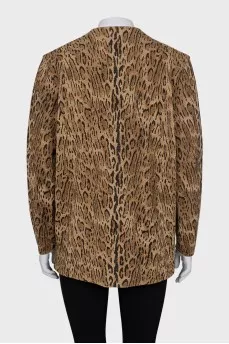Animal print button-down cardigan