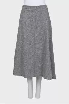 Gray wool midi skirt