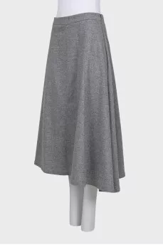 Gray wool midi skirt
