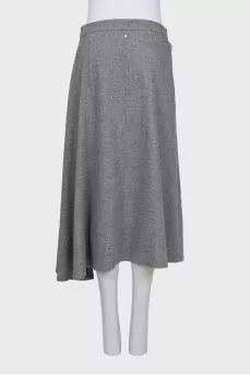 Gray wool midi skirt