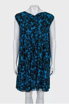 Two-tone silk and wool dress