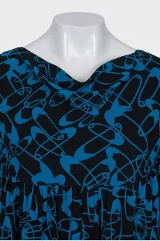 Two-tone silk and wool dress