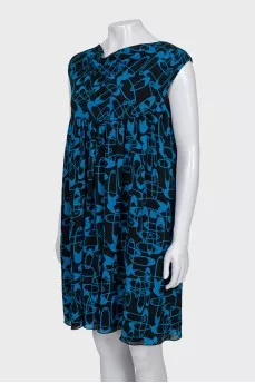 Two-tone silk and wool dress