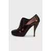Patent leather lace-up ankle boots