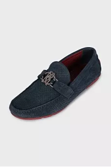 Мужские мокасины из замши с перфорацией