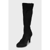 Suede slip-on heeled boots