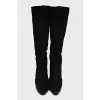 Suede slip-on heeled boots