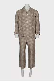 Men's silk suit with signature print
