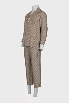 Men's silk suit with signature print