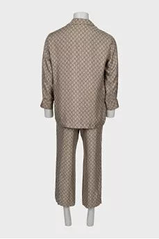 Men's silk suit with signature print