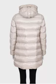 Straight-cut down jacket with a hood