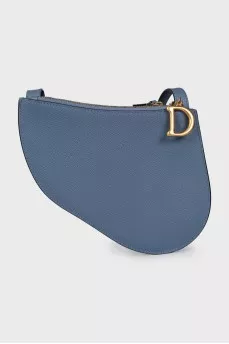 Шкіряна блакитна сумка Saddle