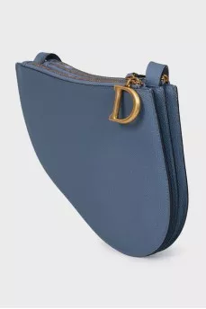 Шкіряна блакитна сумка Saddle