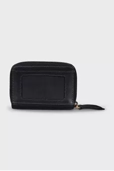 Quilted leather wallet with logo