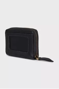 Quilted leather wallet with logo