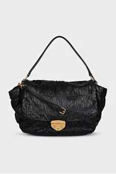 Soft leather bag with handle and strap