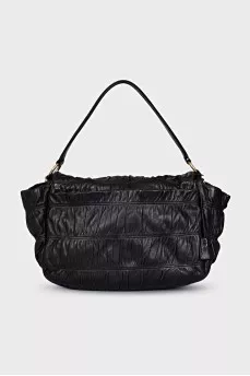 Soft leather bag with handle and strap