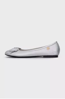 Silver ballet flats with bows