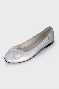 Silver ballet flats with bows