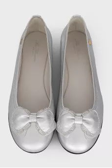 Silver ballet flats with bows