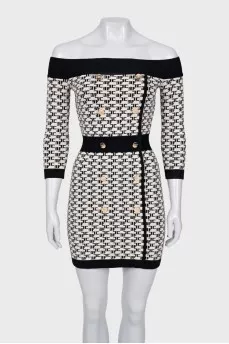 Black and white dress with signature print