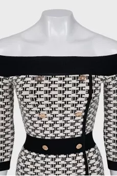 Black and white dress with signature print