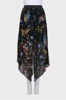 Pleated skirt with floral print
