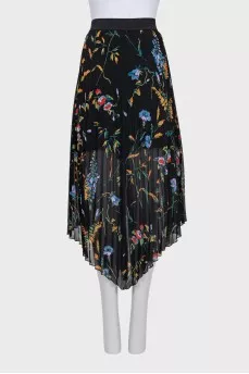 Pleated skirt with floral print
