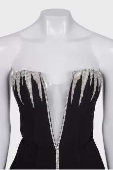 Sleeveless mini dress with rhinestones