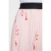 Pleated printed midi skirt