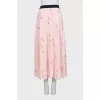 Pleated printed midi skirt