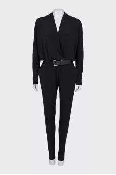 Black jumpsuit with belt