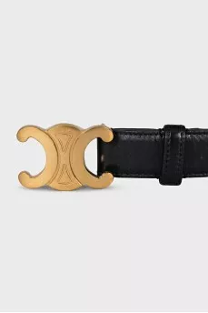 Triomphe black leather belt