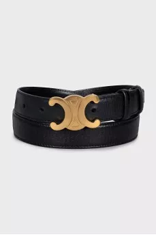Triomphe black leather belt