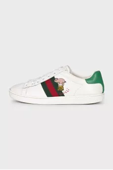 Ace embroidered leather sneakers