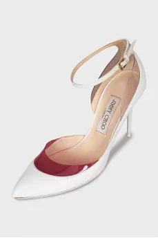 Leather shoes with pink inserts