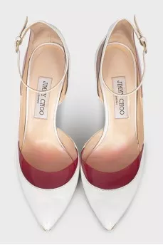 Leather shoes with pink inserts