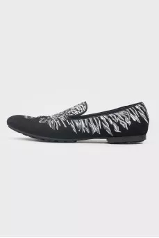 Men's loafers with gray embroidery