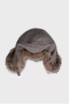 Cashmere hat with fur