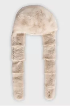 Mink hat with ties