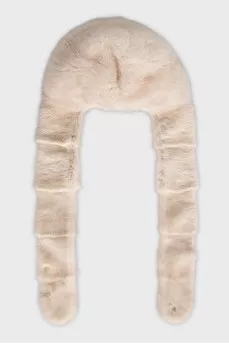 Mink hat with ties