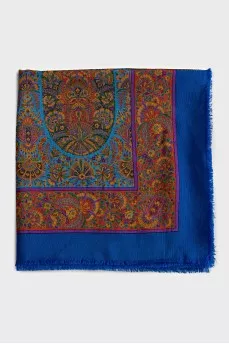 Wool and silk scarf with print