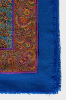 Wool and silk scarf with print